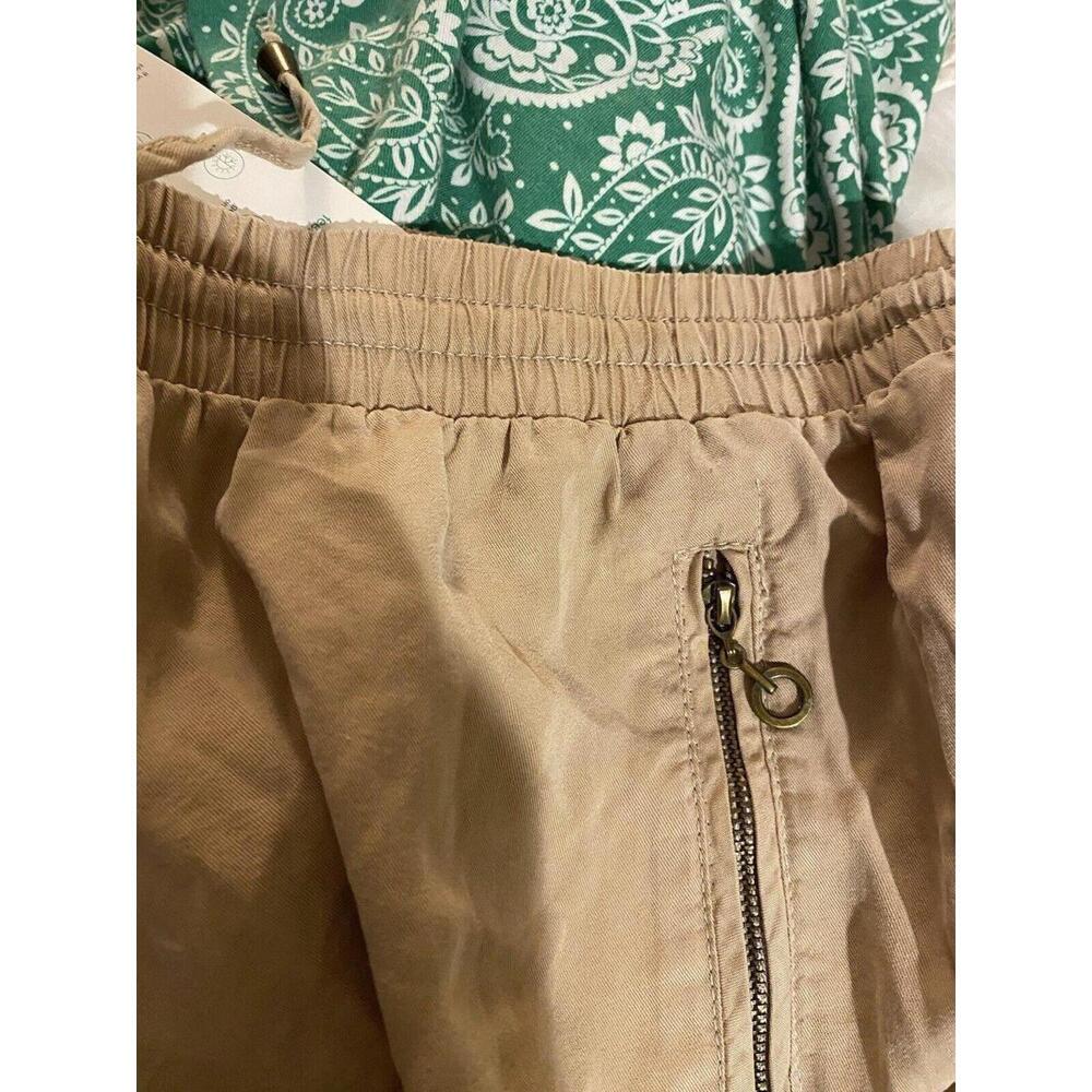 Womens size Large 100% Tencel Pants Joggers Zipper Pockets Drawstrings Tan NEW - Picture 8 of 10